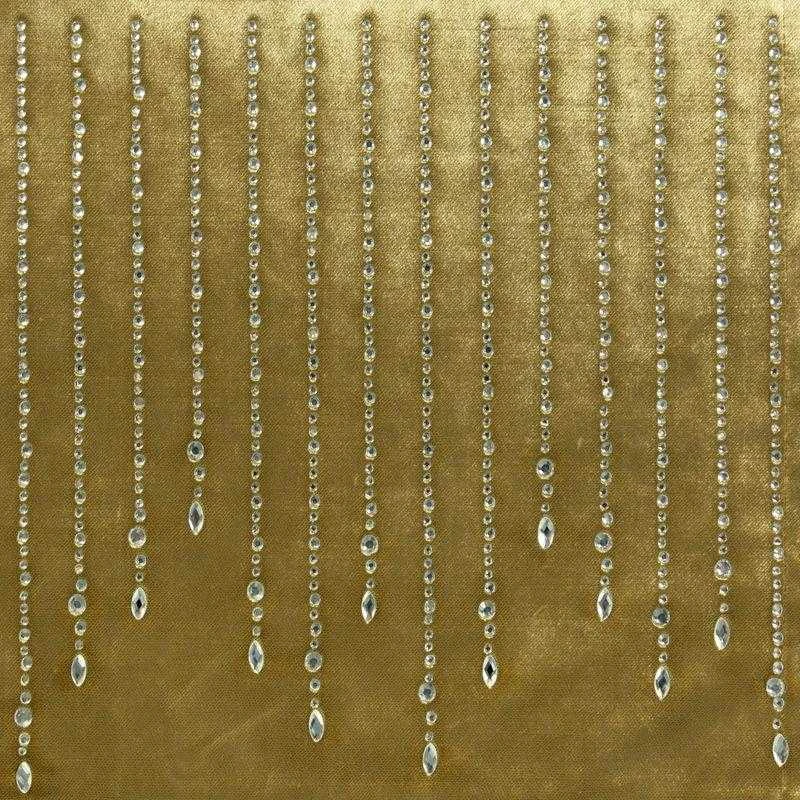 Eurofirany ROYAL / 3 Aksominis stalo takelis su cirkoniais, 35X180 cm, spalva: auksinė