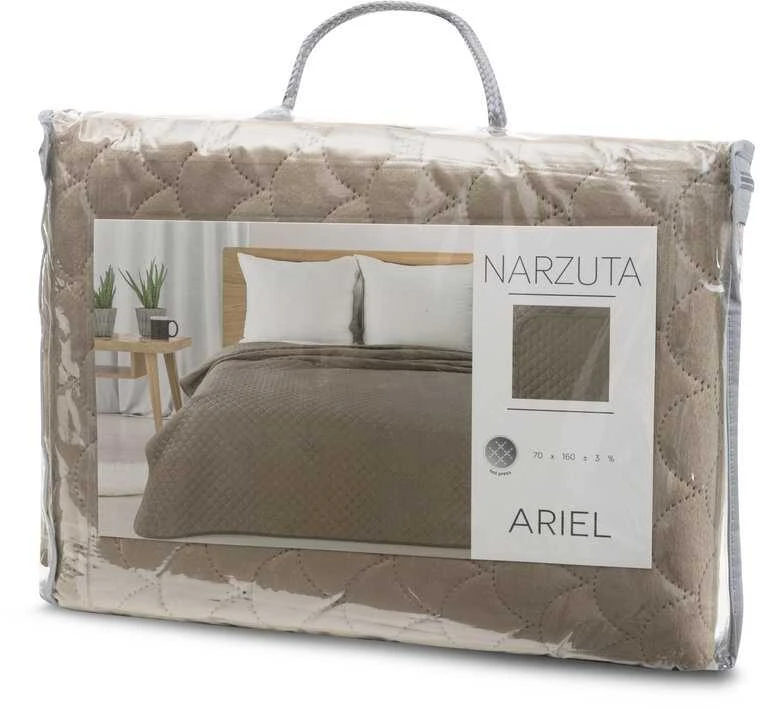 Eurofirany ARIEL Minkšto aksomo lovatiesė dygsniuota karšto spaudimo būdu (hot press) su žuvies žvynų motyvu, 220X240 cm, spalva: smėlio