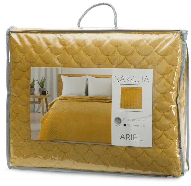 Dekoratyvinė lovatiesė 220x240 Ariel garstyčių veliūras Eurofirany Lovatiesė