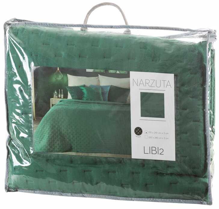 Eurofirany LIBI/2 Lovatiesė dygsniuota karšto spaudimo technika (hot press), 170X210 cm, spalva: tamsi žalia