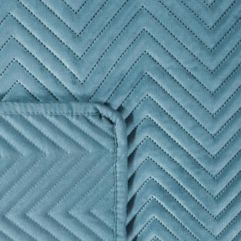 Eurofirany Turkio spalvos aksominė dekoratyvinė lovatiesė, 200x220 cm, geometriškai dygsniuotas lovos užtiesalas, vientisos spalvos lovos danga, modernus miegamojo aksesuaras, minkštas pledas Lovatiesė