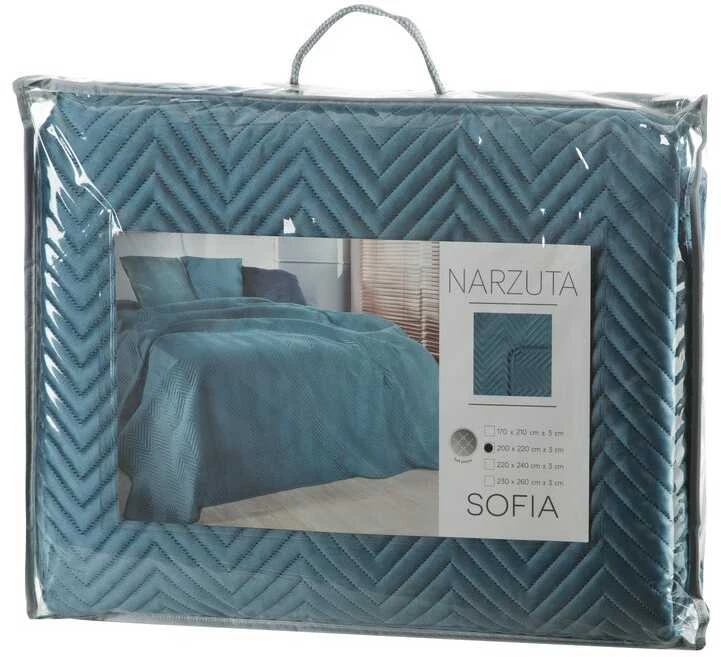 Dekoratyvinė lovatiesė 220x240 Sofijos turkio spalvos aksominė Eurofirany Lovatiesė