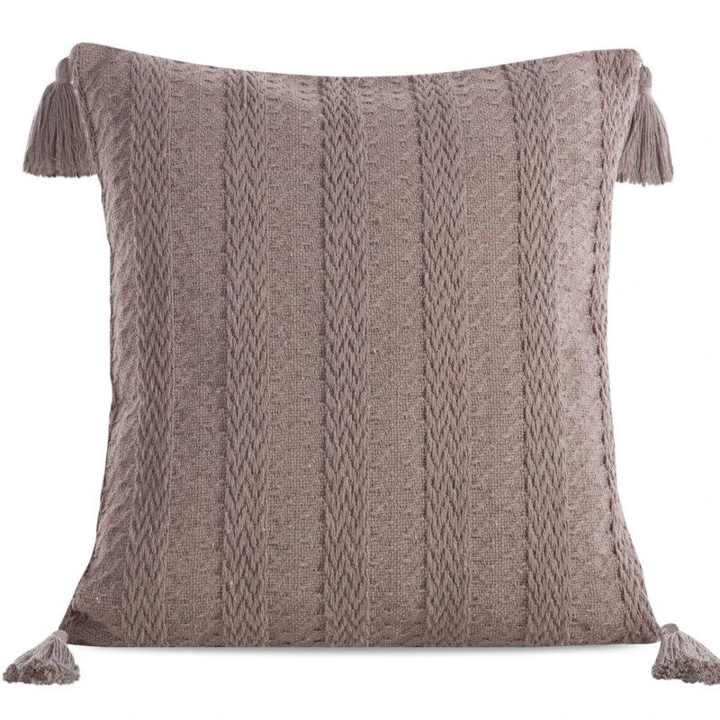 Ruda megzta Boho stiliaus pagalvėlė 45x45