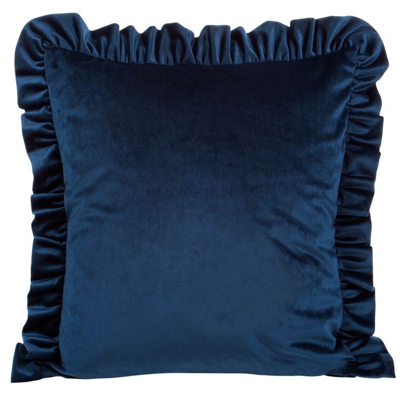 Eurofirany VELVET / 25 Aksominis pagalvės užvalkalas, dekoruotas raukiniais, 45 X 45 cm, spalva: tamsiai mėlyna