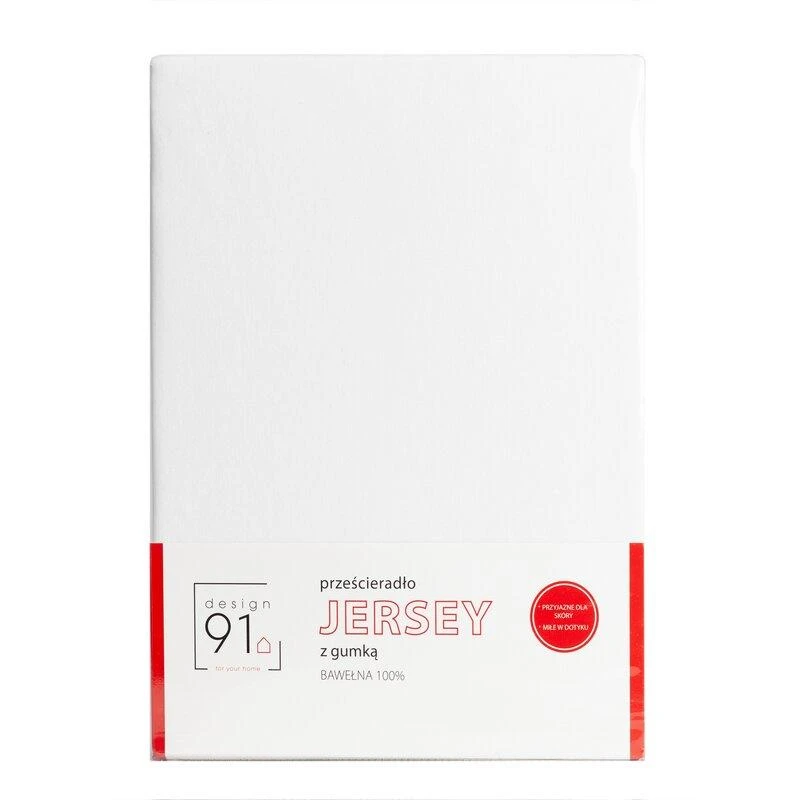 Eurofirany DESIGN 91 Medvilninė paklodė su guma JERSEY, 140X200+30CM, 125 g/m2 , spalva: balta