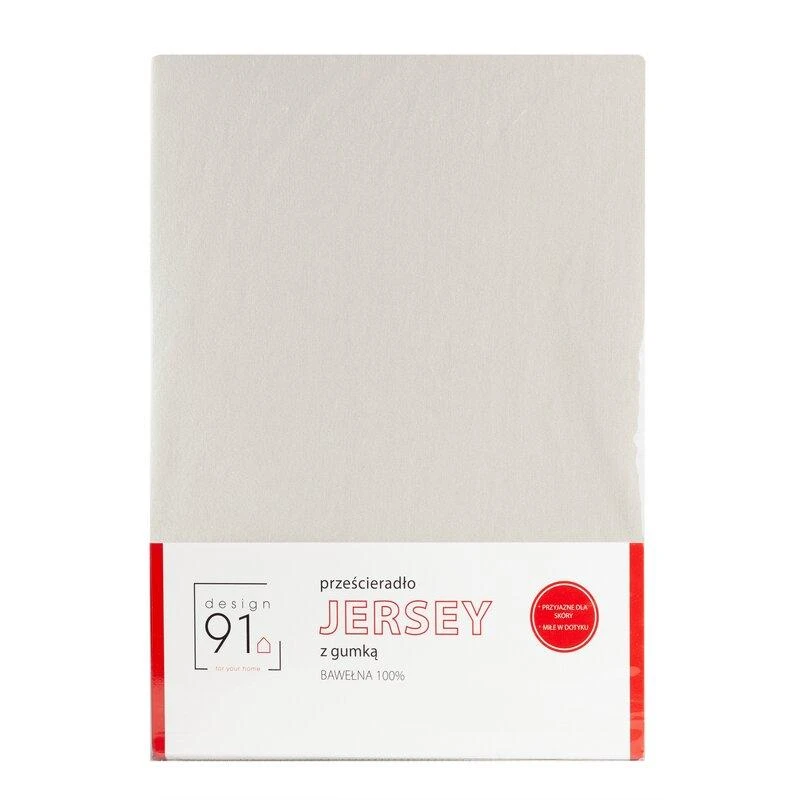 Eurofirany DESIGN 91 Medvilninė paklodė su guma JERSEY, 140X200+30CM, 125 g/m2 , spalva: smėlio