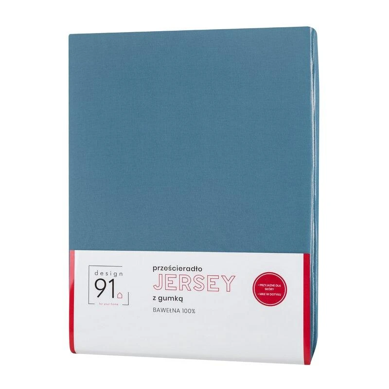 Eurofirany DESIGN 91 Medvilninė paklodė su guma JERSEY, 140X200+30CM, 125 g/m2 , spalva: tamsiai mėlyna