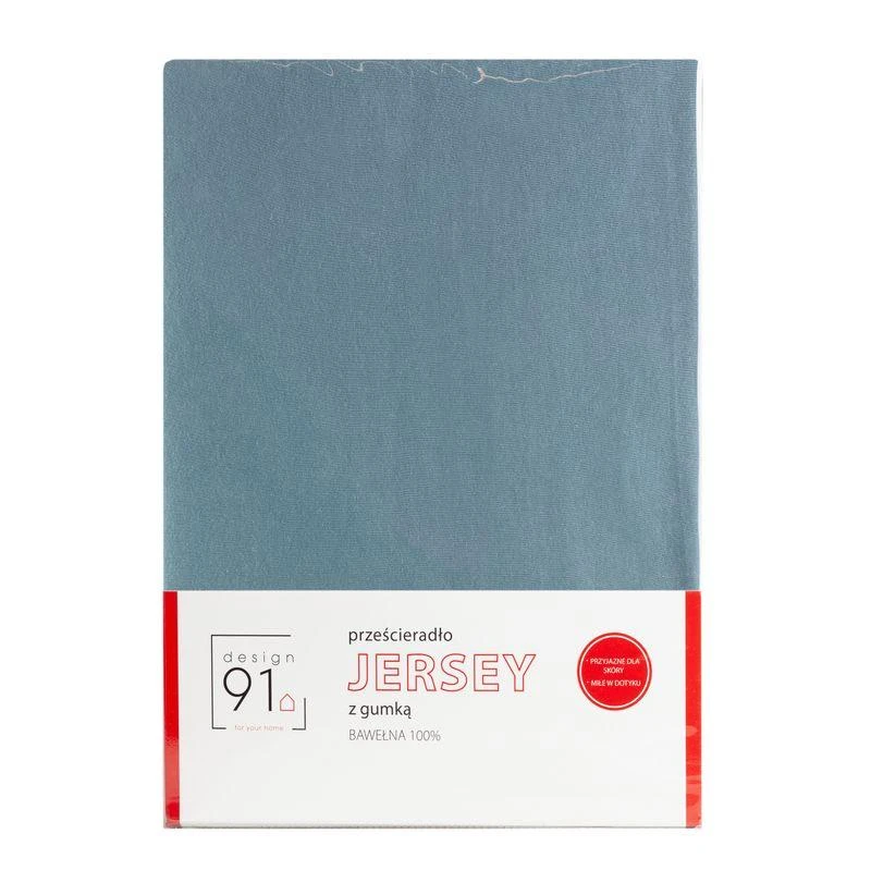 Eurofirany DESIGN 91 Medvilninė paklodė su guma JERSEY, 140X200+30CM, 125 g/m2 , spalva: tamsiai mėlyna