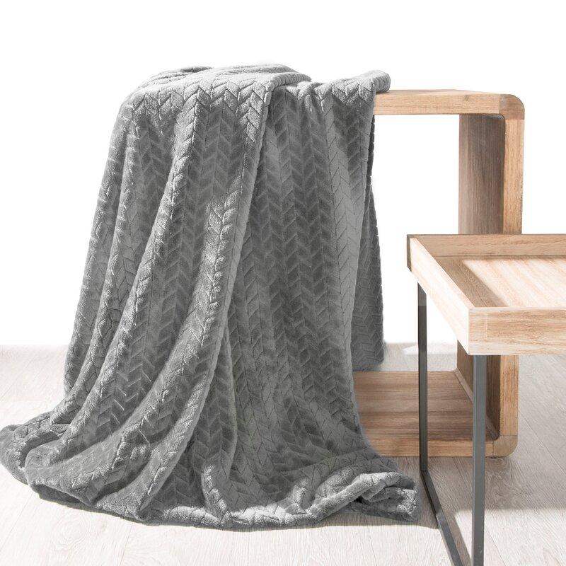 Eurofirany DESIGN 91 Minkštas ir švelnus pledas CINDY su įspaustu raštu, 220X200 cm, spalva: plieno