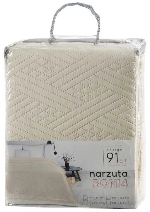 Eurofirany DESIGN 91 BONI / 4 Lovatiesė su geometriniu raštu, išgautu karšto spaudimo technika (hot press), 200X220 cm, spalva: kreminė