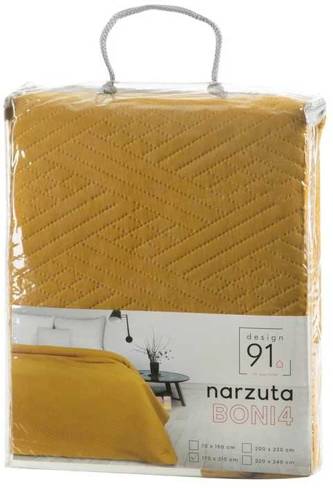 Eurofirany DESIGN 91 BONI / 4 Lovatiesė su geometriniu raštu, išgautu karšto spaudimo technika (hot press), 170X210 cm, spalva: garstyčių