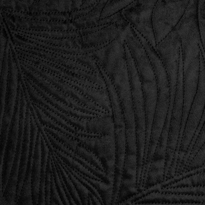Eurofirany DESIGN 91 LUIZ / 4 Aksominė lovatiesė, dygsniuota karšto spaudimo būdu su palmių lapų raštu, 170X210 cm, spalva: juoda Lovatiesė