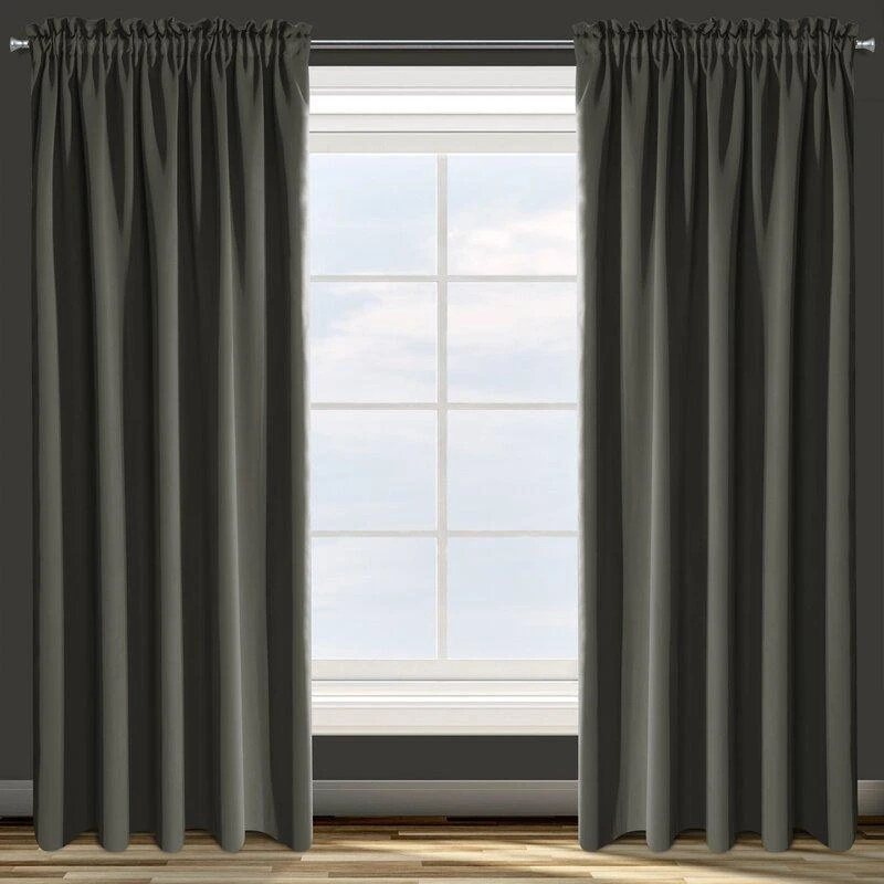 Eurofirany DESIGN 91 Naktinė užuolaida iš lygaus užtemdančio audinio PARISA, 135X270 cm, juosta / tunelis / kabliukai, spalva: tamsiai pilka