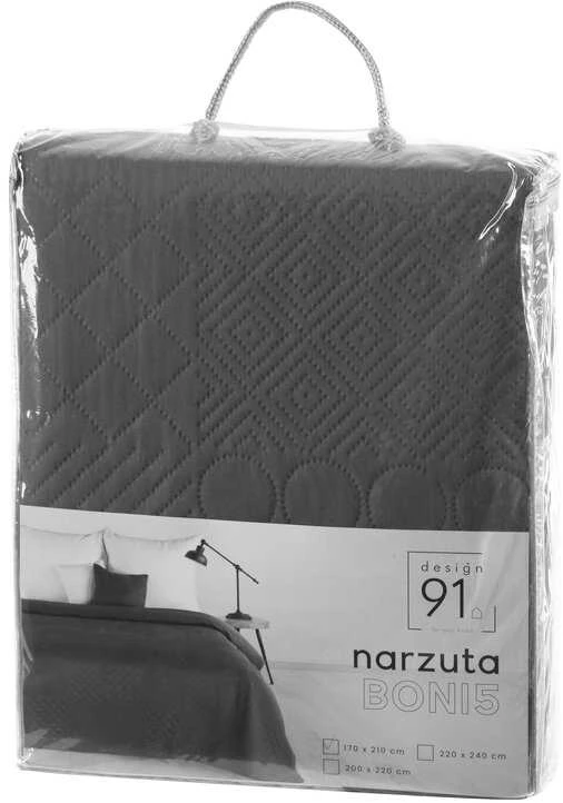 Eurofirany DESIGN 91 BONI / 5 Lovatiesė su karšto spaudimo technika įspaustu skiautinių motyvu, 220X240 cm, spalva: grafito Lovatiesė