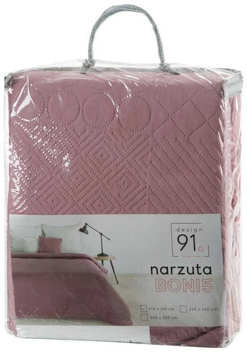 Eurofirany DESIGN 91 BONI / 5 Lovatiesė su karšto spaudimo technika įspaustu skiautinių motyvu, 170X210 cm, spalva: rožinė Lovatiesė