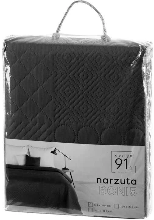 Eurofirany DESIGN 91 BONI / 5 Lovatiesė su karšto spaudimo technika įspaustu skiautinių motyvu, 170X210 cm, spalva: juoda Lovatiesė