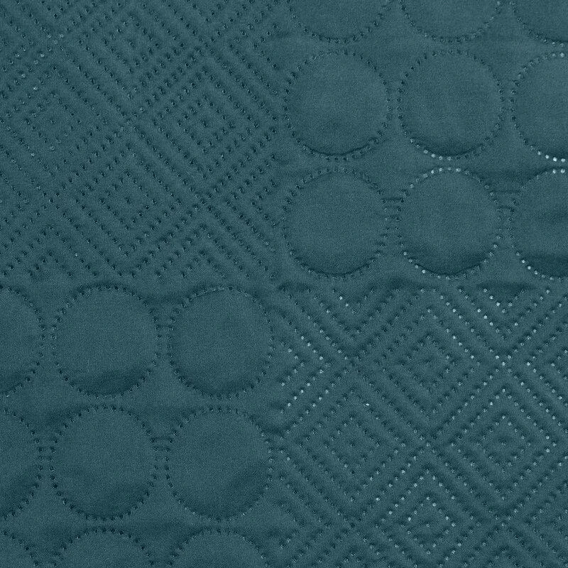 Eurofirany DESIGN 91 BONI / 5 Lovatiesė su karšto spaudimo technika įspaustu skiautinių motyvu, 220X240 cm, spalva: tamsi turkio Lovatiesė