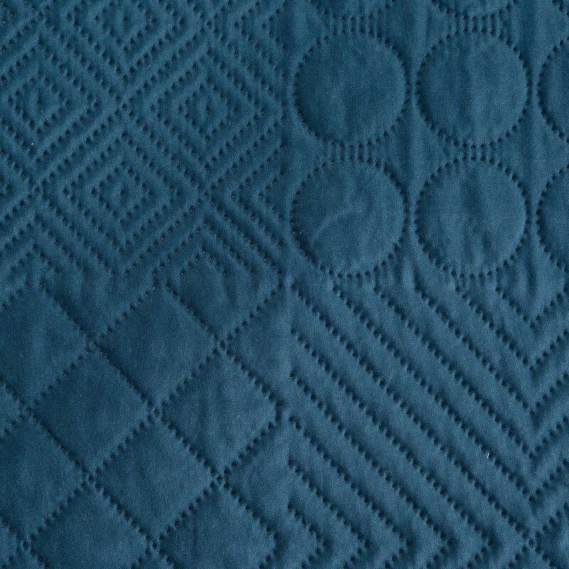 Eurofirany DESIGN 91 BONI / 5 Lovatiesė su karšto spaudimo technika įspaustu skiautinių motyvu, 170X210 cm, spalva: mėlyna Lovatiesė