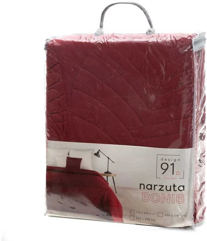 Eurofirany DESIGN 91 BONI / 6 Lovatiesė, dygsniuota karšto spaudimo būdu su lapų raštu, 170X210 cm, spalva: plytų Lovatiesė