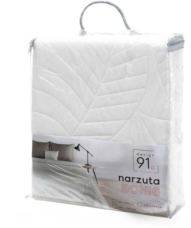 Eurofirany DESIGN 91 BONI / 6 Lovatiesė, dygsniuota karšto spaudimo būdu su lapų raštu, 170X210 cm, spalva: balta Lovatiesė