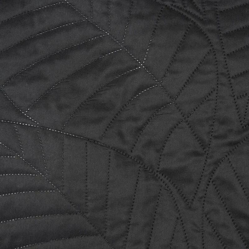 Eurofirany DESIGN 91 BONI / 6 Lovatiesė, dygsniuota karšto spaudimo būdu su lapų raštu, 170X210 cm, spalva: juoda Lovatiesė