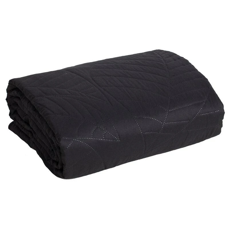 Eurofirany DESIGN 91 BONI / 6 Lovatiesė, dygsniuota karšto spaudimo būdu su lapų raštu, 170X210 cm, spalva: juoda Lovatiesė