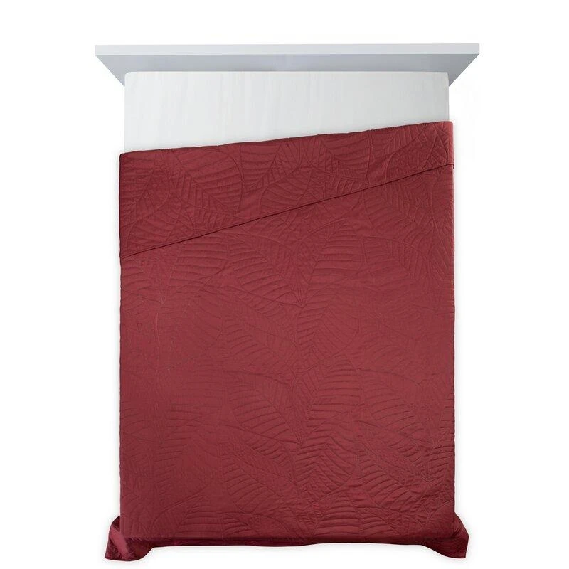Eurofirany DESIGN 91 BONI / 6 Lovatiesė, dygsniuota karšto spaudimo būdu su lapų raštu, 170X210 cm, spalva: plytų Lovatiesė