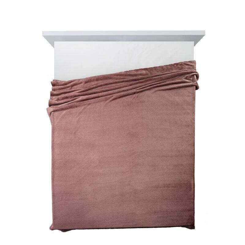 Eurofirany DESIGN 91 CINDY5 Minkštas ir švelnus pledas su įspaustu eglutės raštu, 170X210 cm, spalva: plytų