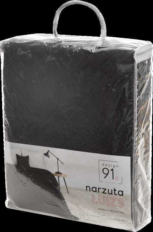 Eurofirany DESIGN 91 LUIZ / 3 Aksominė lovatiesė, dygsniuota karšto spaudimo būdu su geometriniu raštu, 170X210 cm, spalva: juoda Lovatiesė