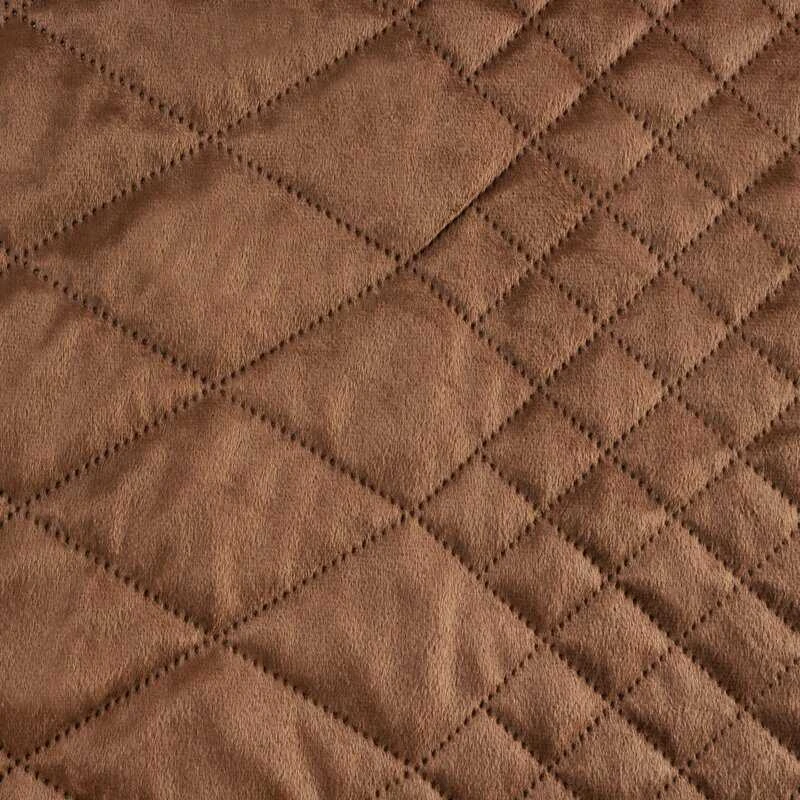 Eurofirany DESIGN 91 LUIZ / 3 Aksominė lovatiesė, dygsniuota karšto spaudimo būdu su geometriniu raštu, 170X210 cm, spalva: plytų Lovatiesė