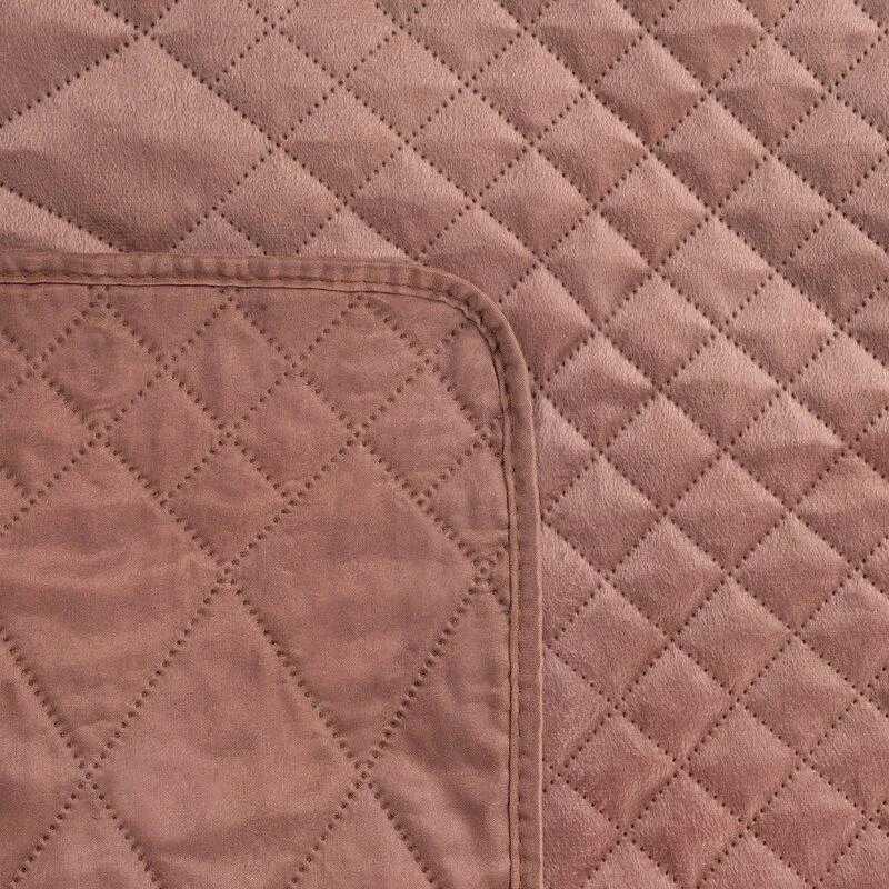 Eurofirany DESIGN 91 LUIZ / 3 Aksominė lovatiesė, dygsniuota karšto spaudimo būdu su geometriniu raštu, 170X210 cm, spalva: rožinė Lovatiesė