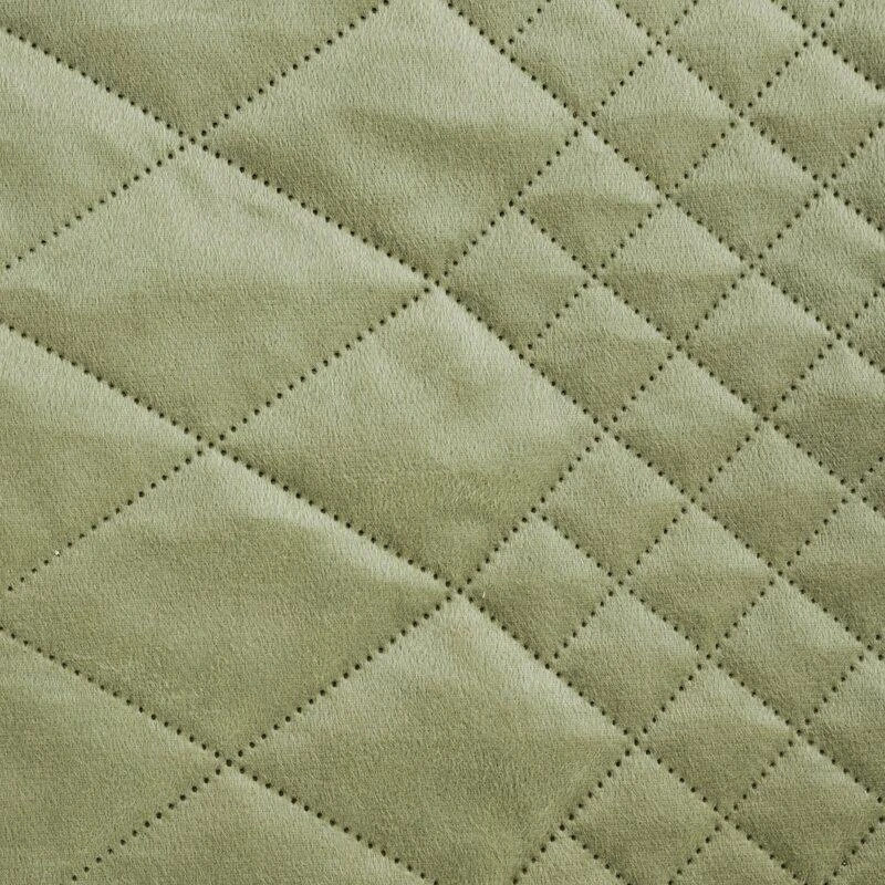 Eurofirany DESIGN 91 LUIZ / 3 Aksominė lovatiesė, dygsniuota karšto spaudimo būdu su geometriniu raštu, 220X240 cm, spalva: šviesi žalia Lovatiesė