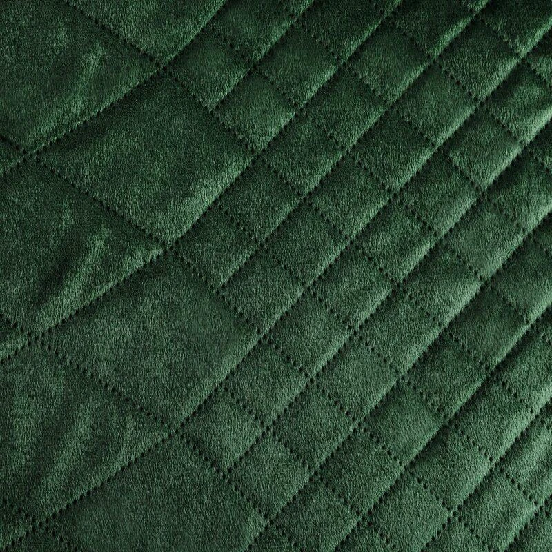 Eurofirany DESIGN 91 LUIZ / 3 Aksominė lovatiesė, dygsniuota karšto spaudimo būdu su geometriniu raštu, 220X240 cm, spalva: tamsi žalia Lovatiesė