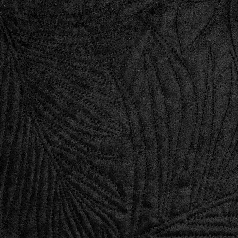 Eurofirany DESIGN 91 LUIZ / 4 Aksominė lovatiesė, dygsniuota karšto spaudimo būdu su palmių lapų raštu, 170X210 cm, spalva: juoda Lovatiesė