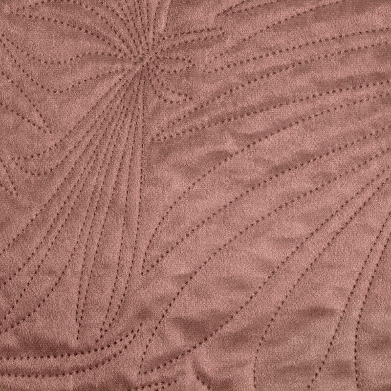 Eurofirany DESIGN 91 LUIZ / 4 Aksominė lovatiesė, dygsniuota karšto spaudimo būdu su palmių lapų raštu, 220X240 cm, spalva: rožinė Lovatiesė