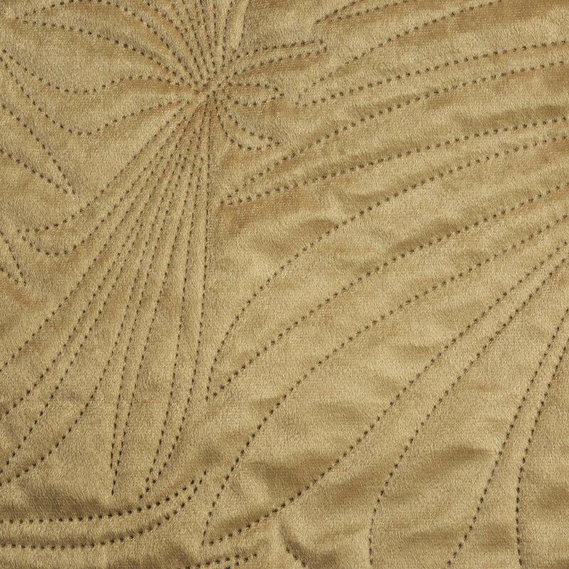 Eurofirany DESIGN 91 LUIZ / 4 Aksominė lovatiesė, dygsniuota karšto spaudimo būdu su palmių lapų raštu, 170X210 cm, spalva: smėlio Lovatiesė