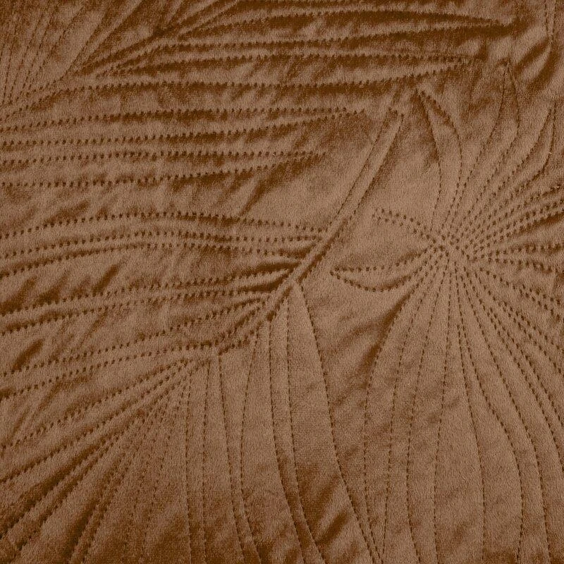 Eurofirany DESIGN 91 LUIZ / 4 Aksominė lovatiesė, dygsniuota karšto spaudimo būdu su palmių lapų raštu, 170X210 cm, spalva: plytų Lovatiesė