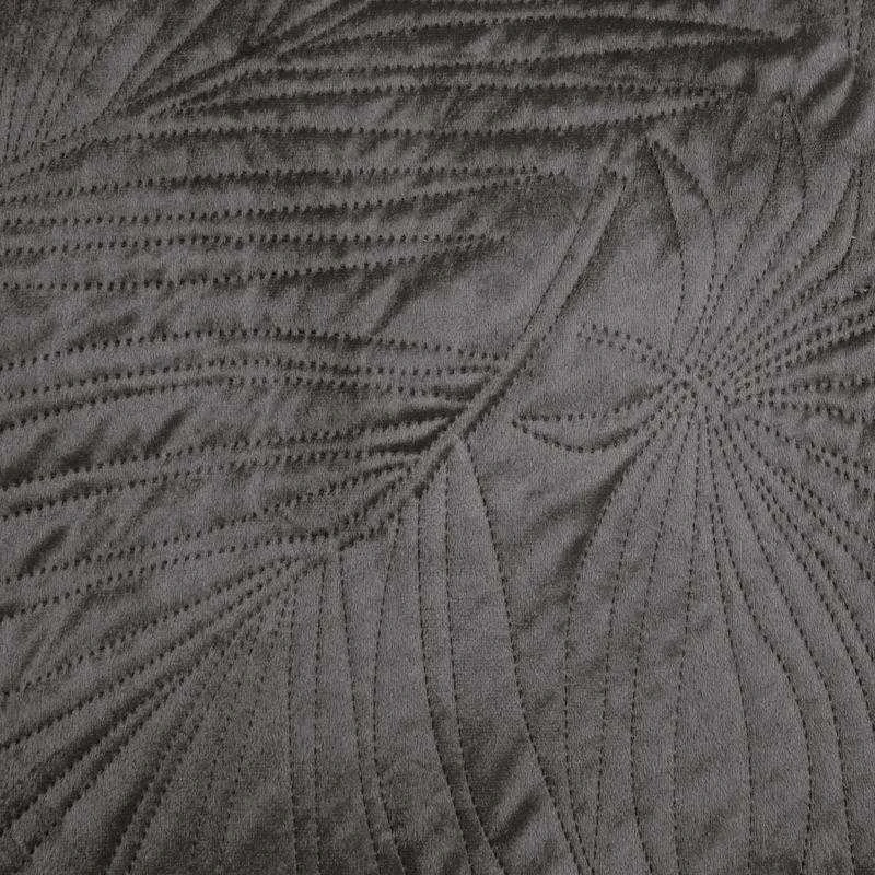Eurofirany DESIGN 91 LUIZ / 4 Aksominė lovatiesė, dygsniuota karšto spaudimo būdu su palmių lapų raštu, 170X210 cm, spalva: grafito Lovatiesė