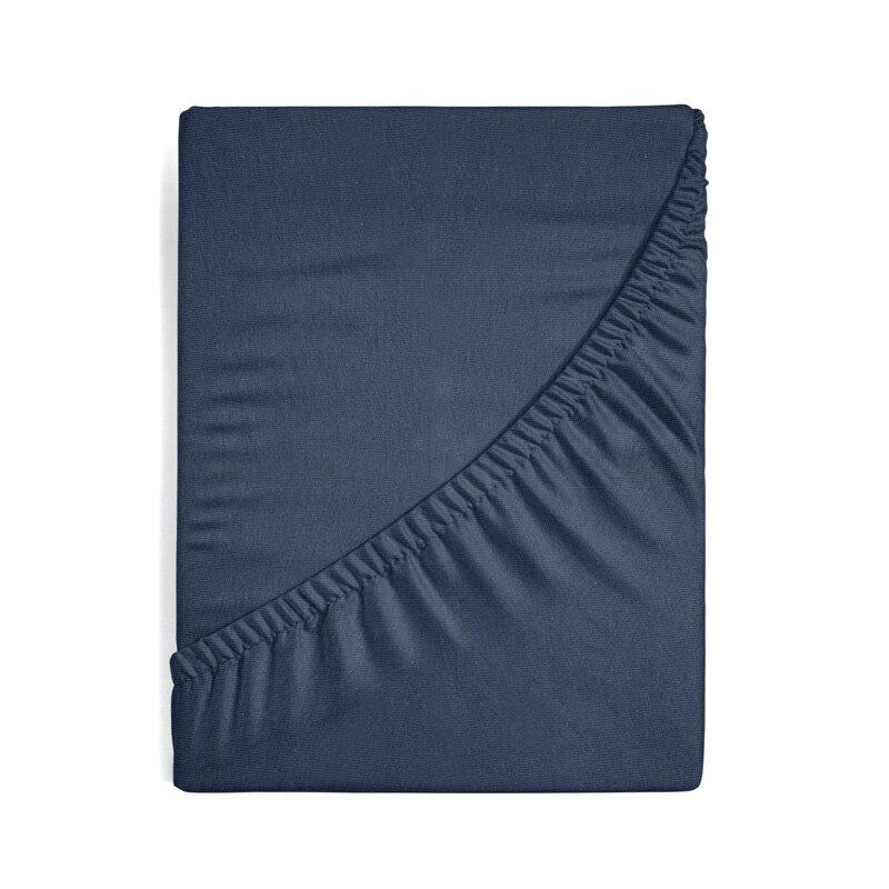 Eurofirany DESIGN 91 Medvilninė paklodė su guma JERSEY, 140X200+30CM, 125 g/m2 , spalva: mėlyna Paklodė
