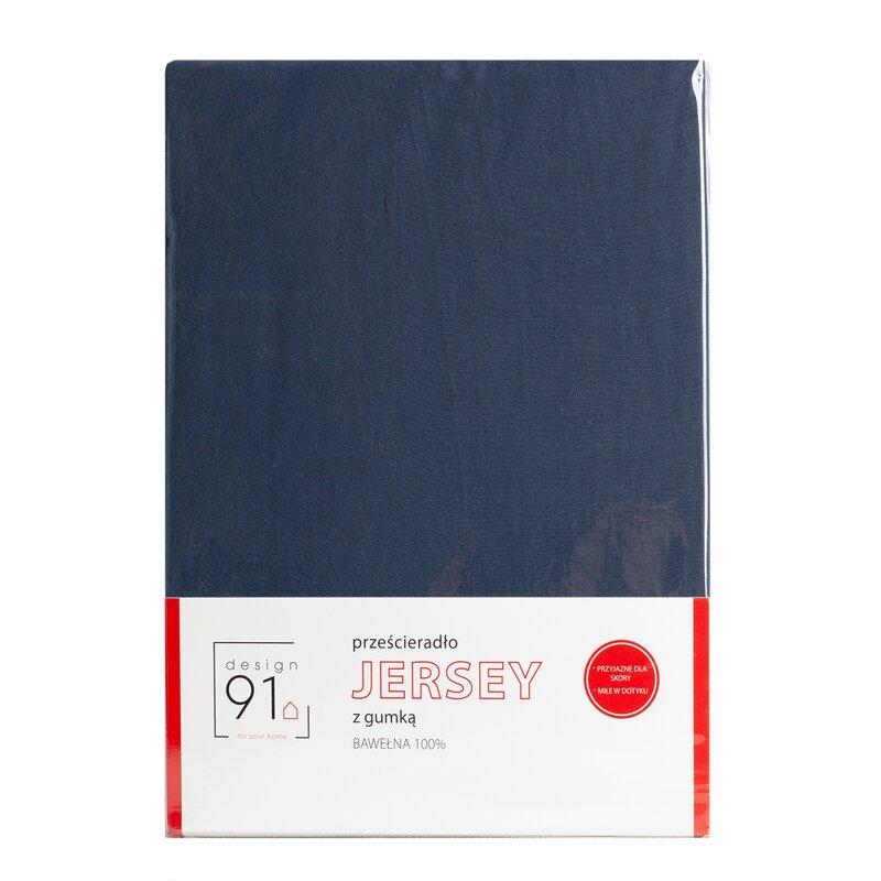 Eurofirany DESIGN 91 Medvilninė paklodė su guma JERSEY, 140X200+30CM, 125 g/m2 , spalva: mėlyna Paklodė