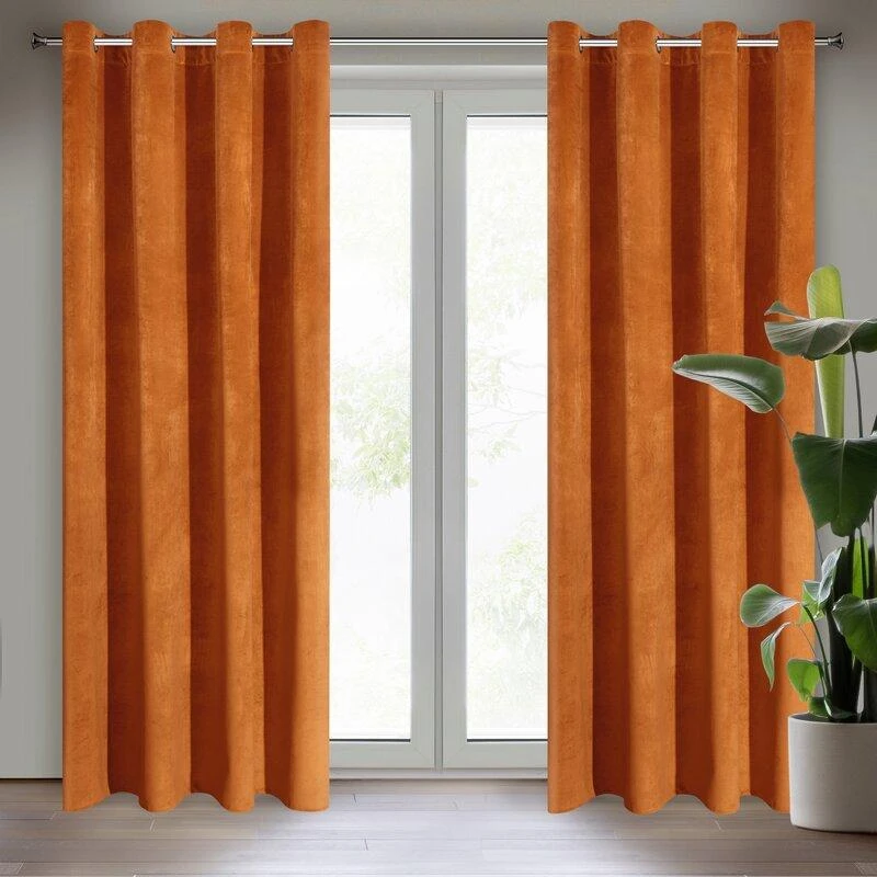 Eurofirany DIVA LINE RIA Minkšto aksomo naktinė užuolaida, 140X250 cm, kilpos / žiedai, spalva: ruda