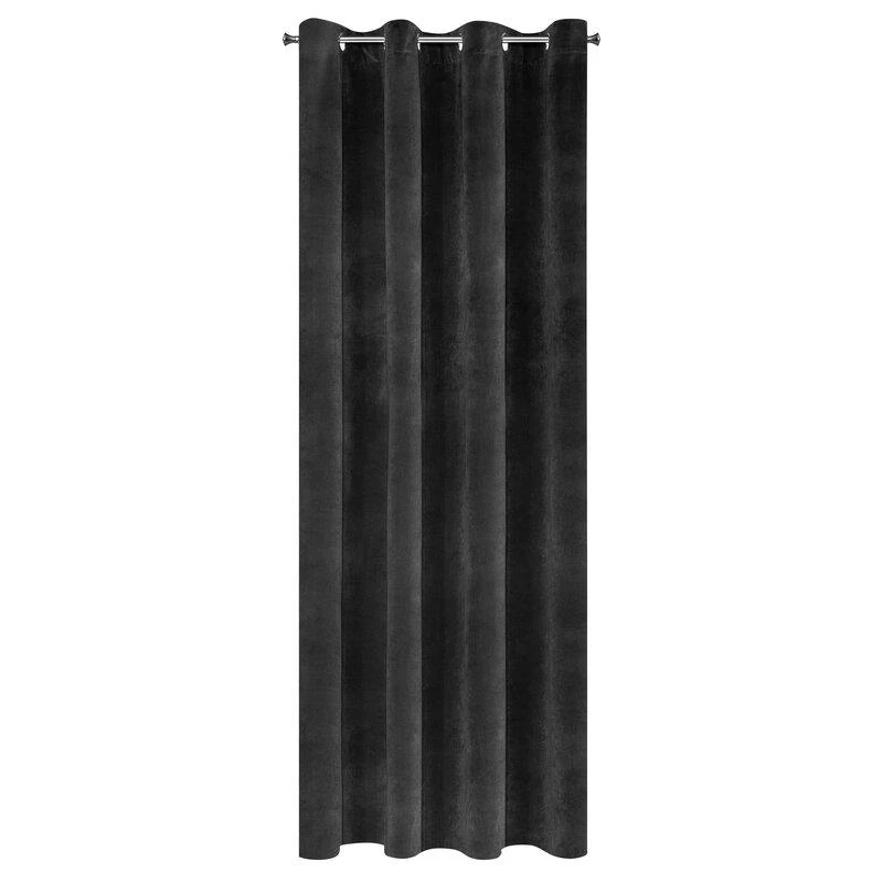 Eurofirany DIVA LINE RIA Minkšto aksomo naktinė užuolaida, 140X250 cm, kilpos / žiedai, spalva: juoda