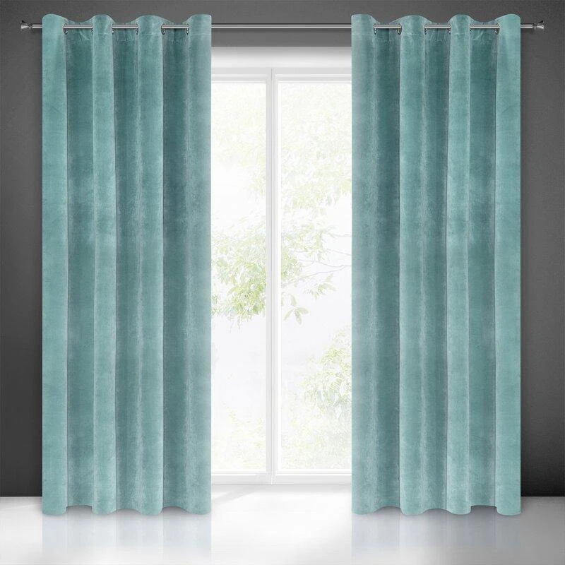 Eurofirany DIVA LINE RIA Minkšto aksomo naktinė užuolaida, 140X250 cm, kilpos / žiedai, spalva: mėlyna