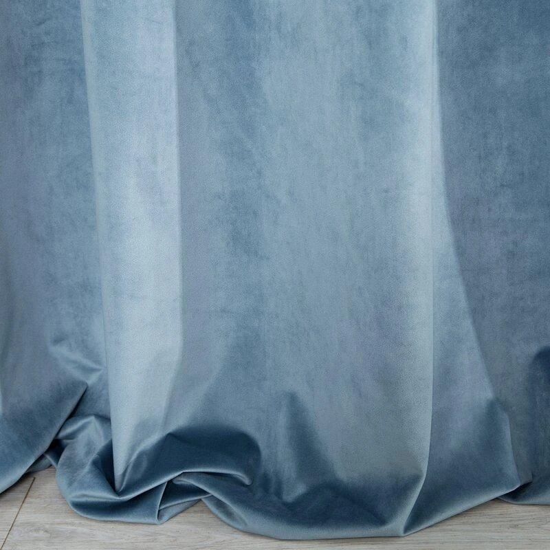 Eurofirany DIVA LINE RIA Minkšto aksomo naktinė užuolaida, 140X250 cm, kilpos / žiedai, spalva: mėlyna