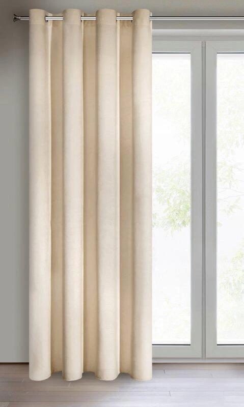 Eurofirany DIVA LINE RIA Minkšto aksomo naktinė užuolaida, 140X250 cm, kilpos / žiedai, spalva: smėlio