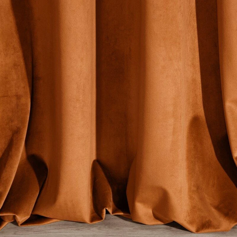 Eurofirany DIVA LINE RIA Minkšto aksomo naktinė užuolaida, 140X250 cm, kilpos / žiedai, spalva: ruda