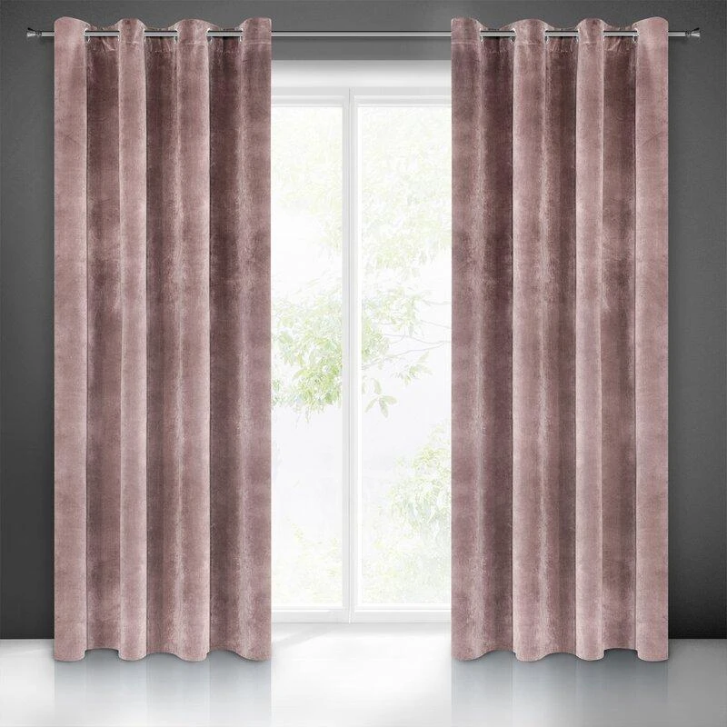 Eurofirany DIVA LINE RIA Minkšto aksomo naktinė užuolaida, 140X250 cm, kilpos / žiedai, spalva: pudros