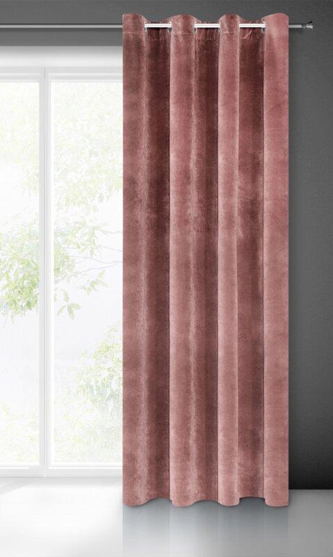 Eurofirany DIVA LINE RIA Minkšto aksomo naktinė užuolaida, 140X250 cm, kilpos / žiedai, spalva: tamsiai rožinė