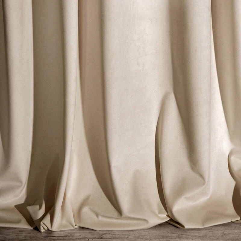 Eurofirany DIVA LINE RIA Minkšto aksomo naktinė užuolaida, 140X250 cm, kilpos / žiedai, spalva: smėlio