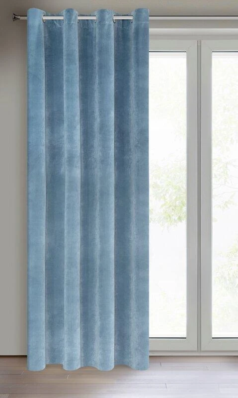 Eurofirany DIVA LINE RIA Minkšto aksomo naktinė užuolaida, 140X250 cm, kilpos / žiedai, spalva: mėlyna